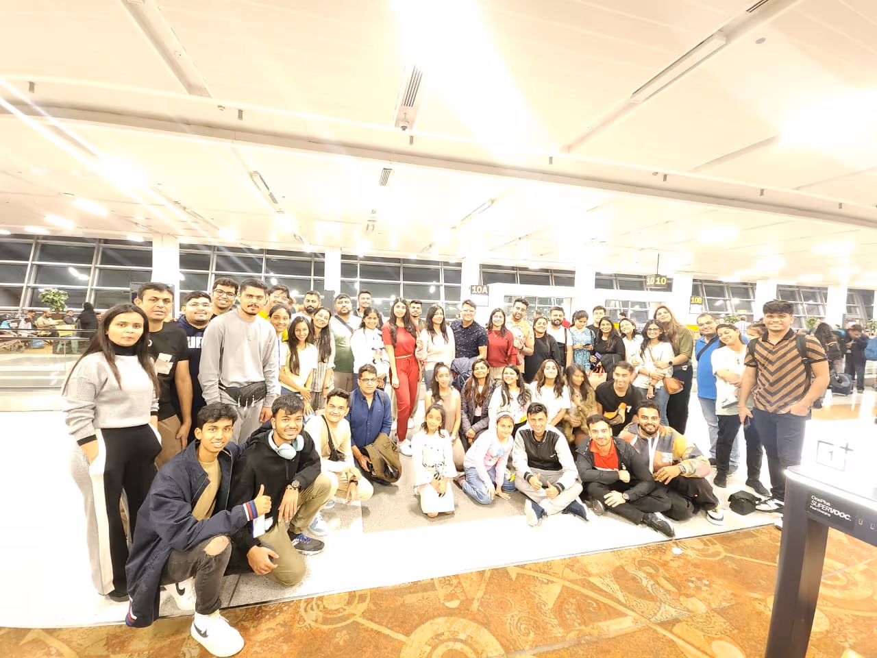 Group check-in at Delhi airport, Georgia
